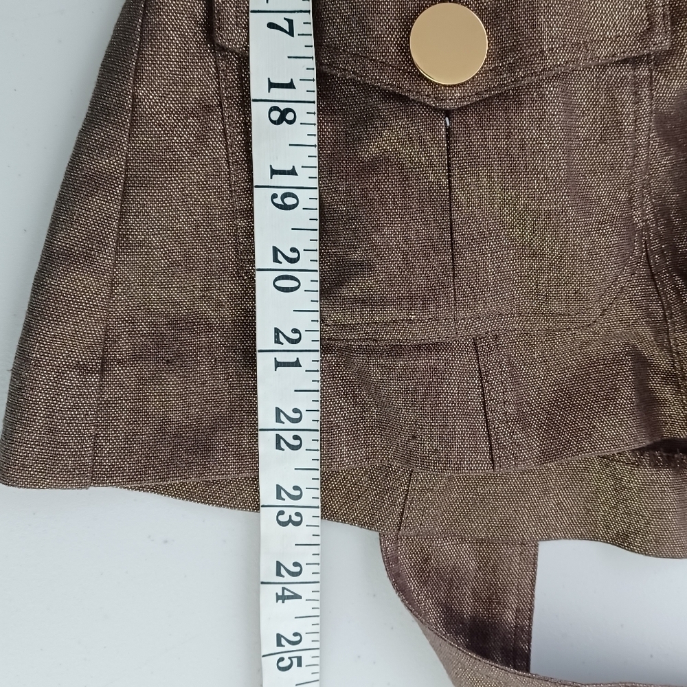 NWT Cache Mob Wife Sz S Metallic Gold Button Front Belted Linen Blend Jacketed. - Picture 14 of 15